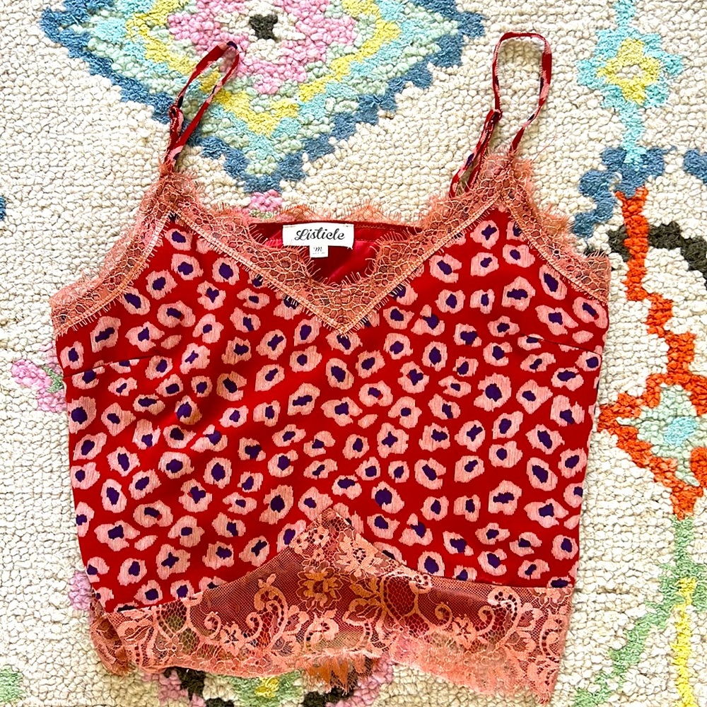 Red Leopard Silky Cami Top